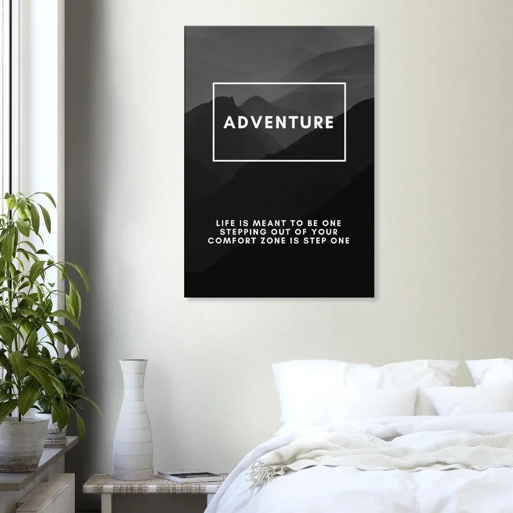Adventure Motivational Canvas Wall Art, Inspirational Quote Decor, Thick Frame Artwork for Home or Office - Hustle and Soul