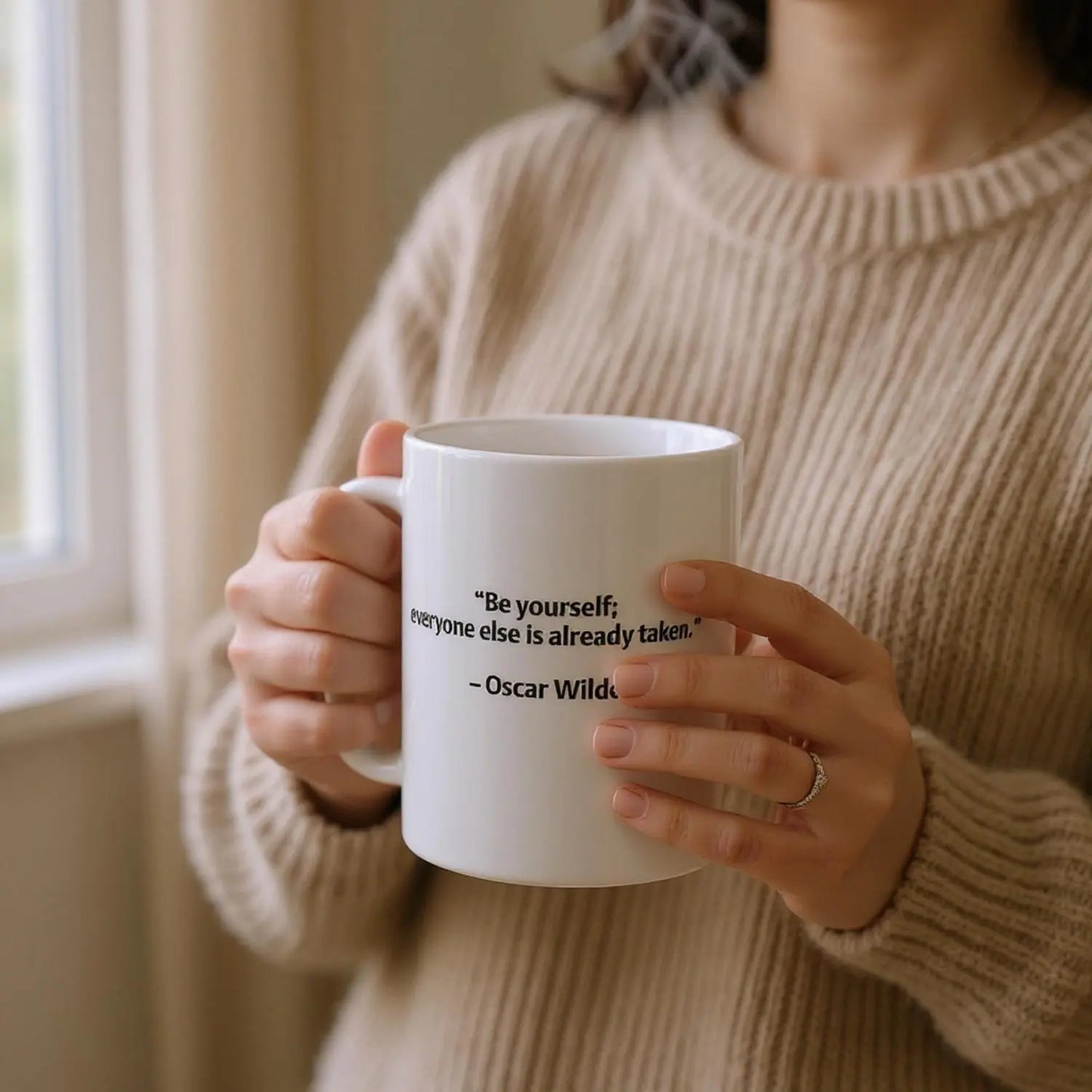 Be Yourself Mug – Oscar Wilde Quote – Inspirational 15oz Coffee Cup, Gift for Writers, Readers, Book Lovers, Motivational Mug - Hustle and Soul