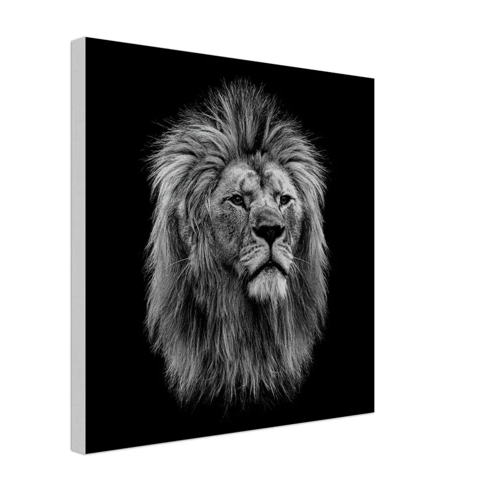 Black and White Lion Wall Art, Majestic Lion Canvas Print, Powerful Wildlife Decor, Thick Frame Artwork for Home or Office - Hustle and Soul