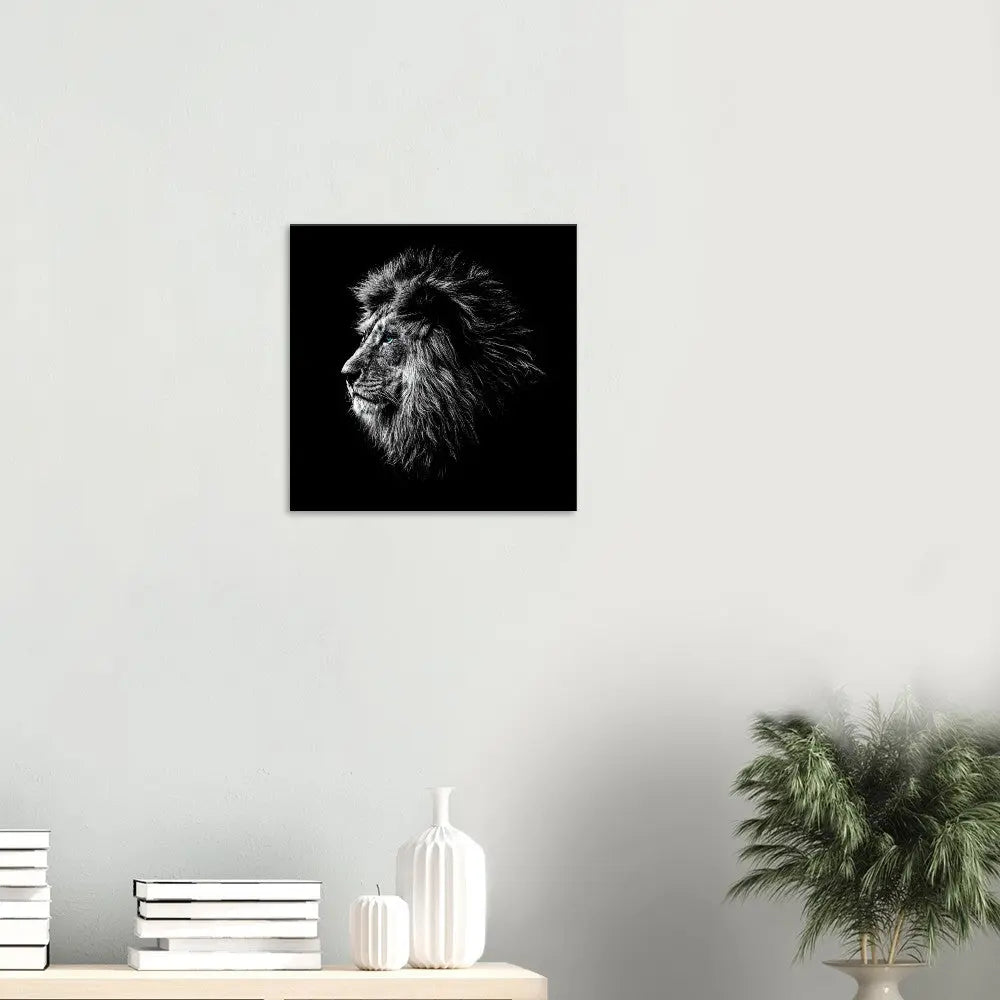 Black and White Lion Wall Art, Majestic Lion Canvas Print, Powerful Wildlife Decor, Thick Frame Artwork for Home or Office - Hustle and Soul