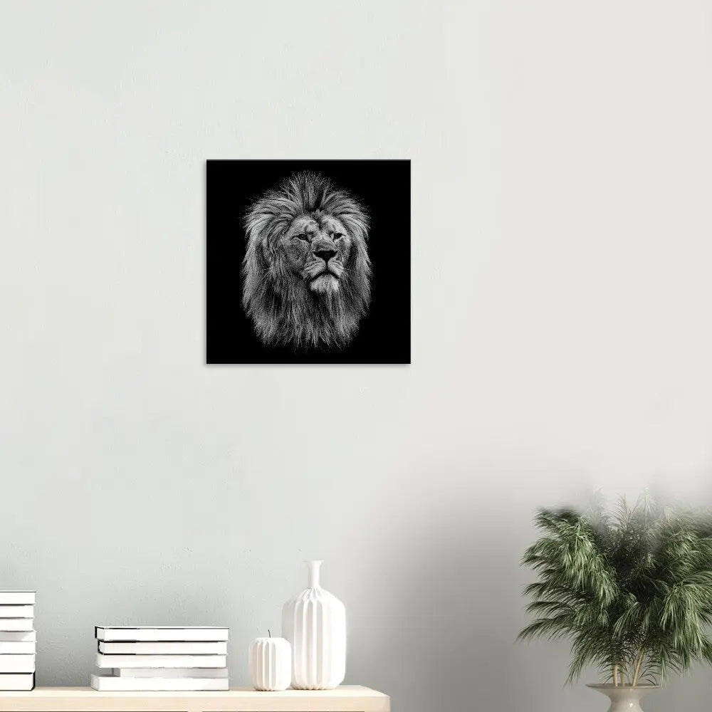 Black and White Lion Wall Art, Majestic Lion Canvas Print, Powerful Wildlife Decor, Thick Frame Artwork for Home or Office - Hustle and Soul