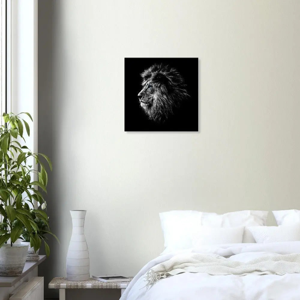 Black and White Lion Wall Art, Majestic Lion Canvas Print, Powerful Wildlife Decor, Thick Frame Artwork for Home or Office - Hustle and Soul
