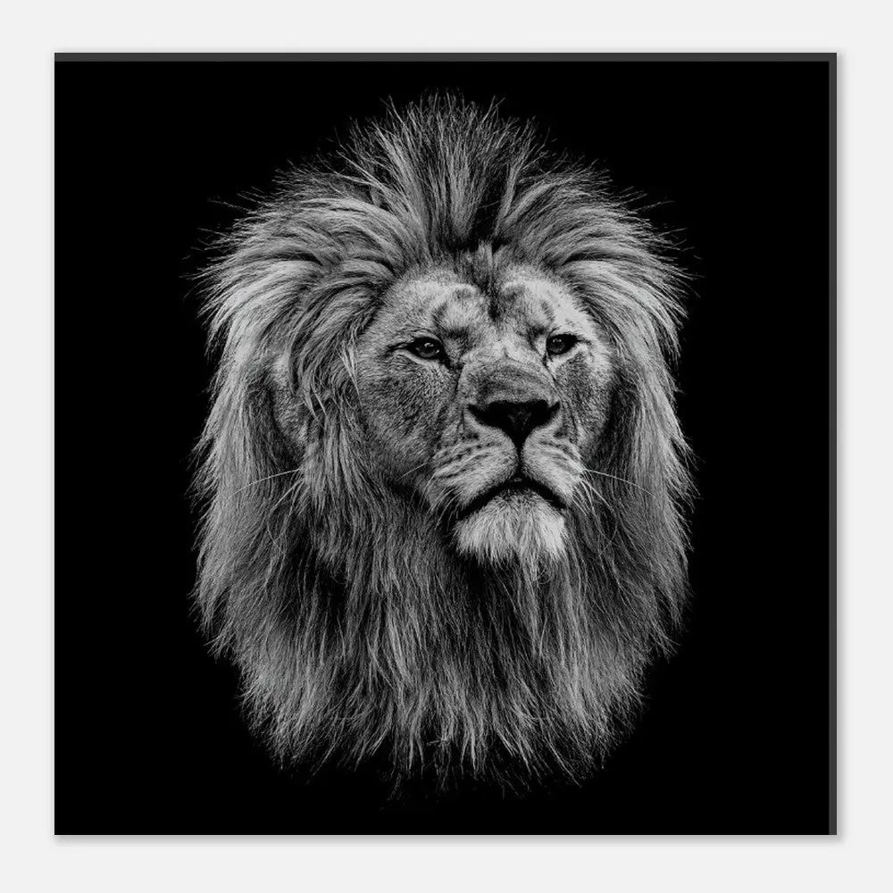 Black and White Lion Wall Art, Majestic Lion Canvas Print, Powerful Wildlife Decor, Thick Frame Artwork for Home or Office - Hustle and Soul