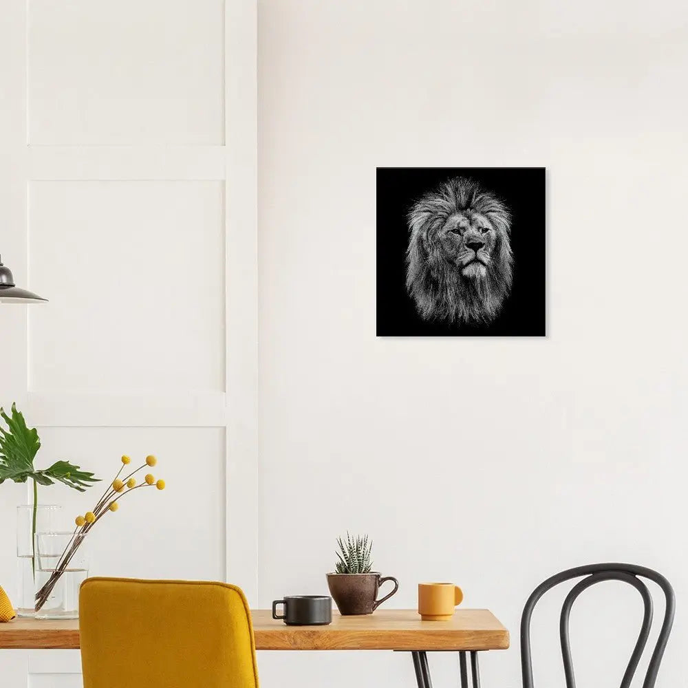 Black and White Lion Wall Art, Majestic Lion Canvas Print, Powerful Wildlife Decor, Thick Frame Artwork for Home or Office - Hustle and Soul