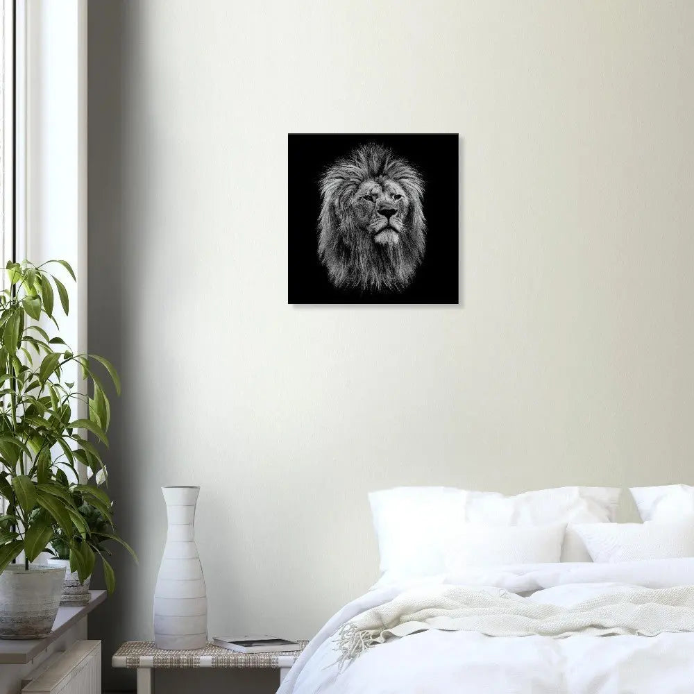 Black and White Lion Wall Art, Majestic Lion Canvas Print, Powerful Wildlife Decor, Thick Frame Artwork for Home or Office - Hustle and Soul