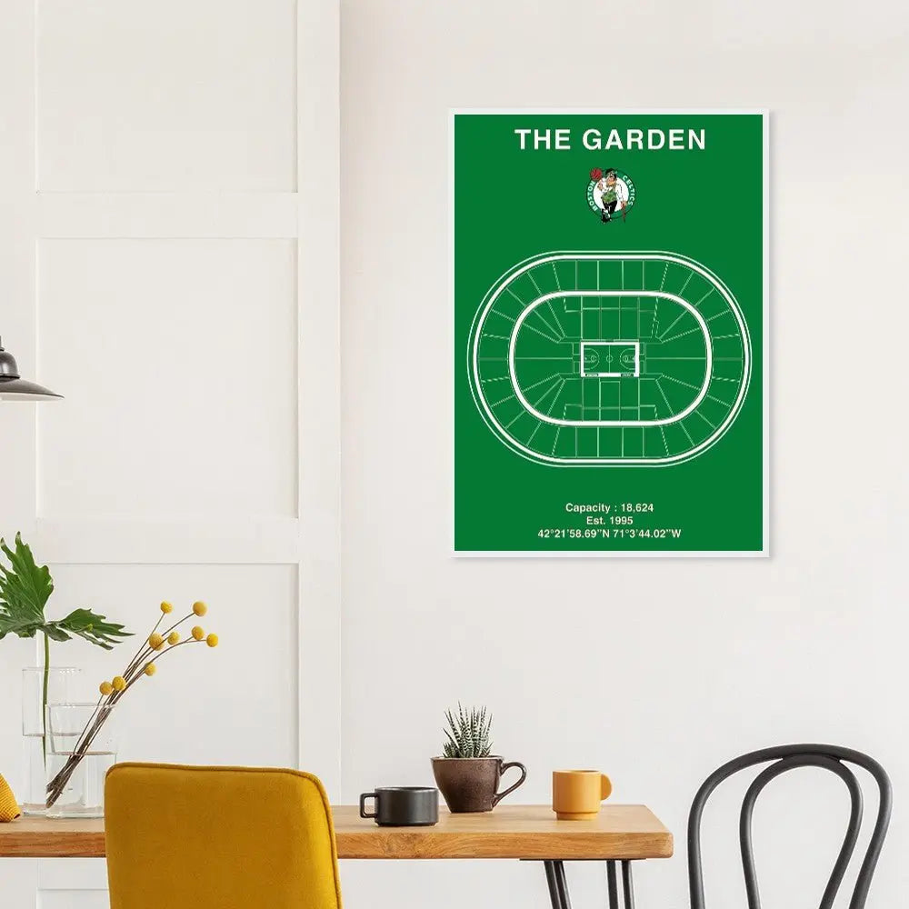 Boston Celtics Poster, TD Garden Stadium Matte Paper Wooden Framed Poster, Ready - to - Hang Sports Wall Art - Hustle and Soul