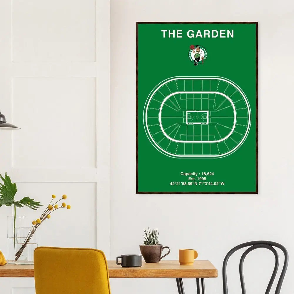Boston Celtics Poster, TD Garden Stadium Matte Paper Wooden Framed Poster, Ready - to - Hang Sports Wall Art - Hustle and Soul