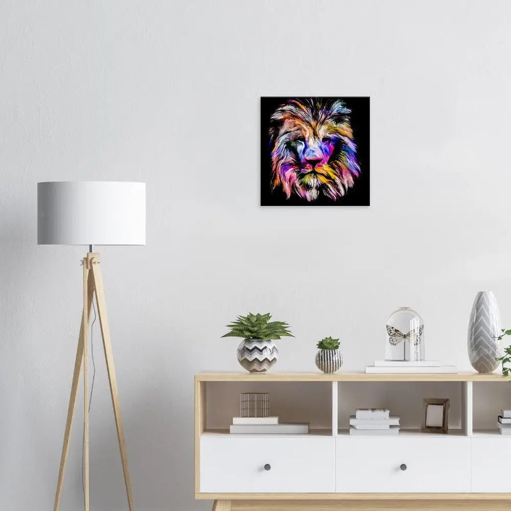 Colourful Lion Canvas Wall Art, Vibrant Animal Artwork, Thick Frame Modern Decor for Home or Office - Hustle and Soul