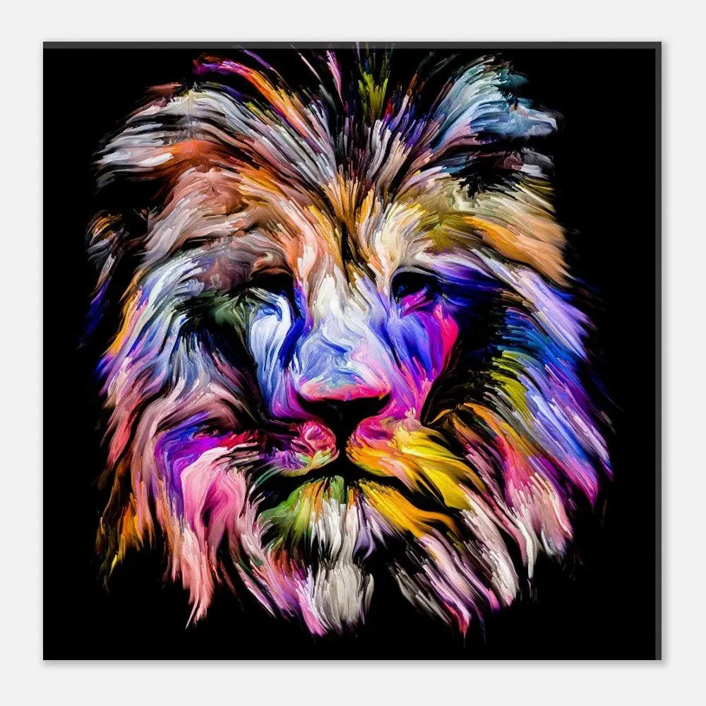 Colourful Lion Canvas Wall Art, Vibrant Animal Artwork, Thick Frame Modern Decor for Home or Office - Hustle and Soul