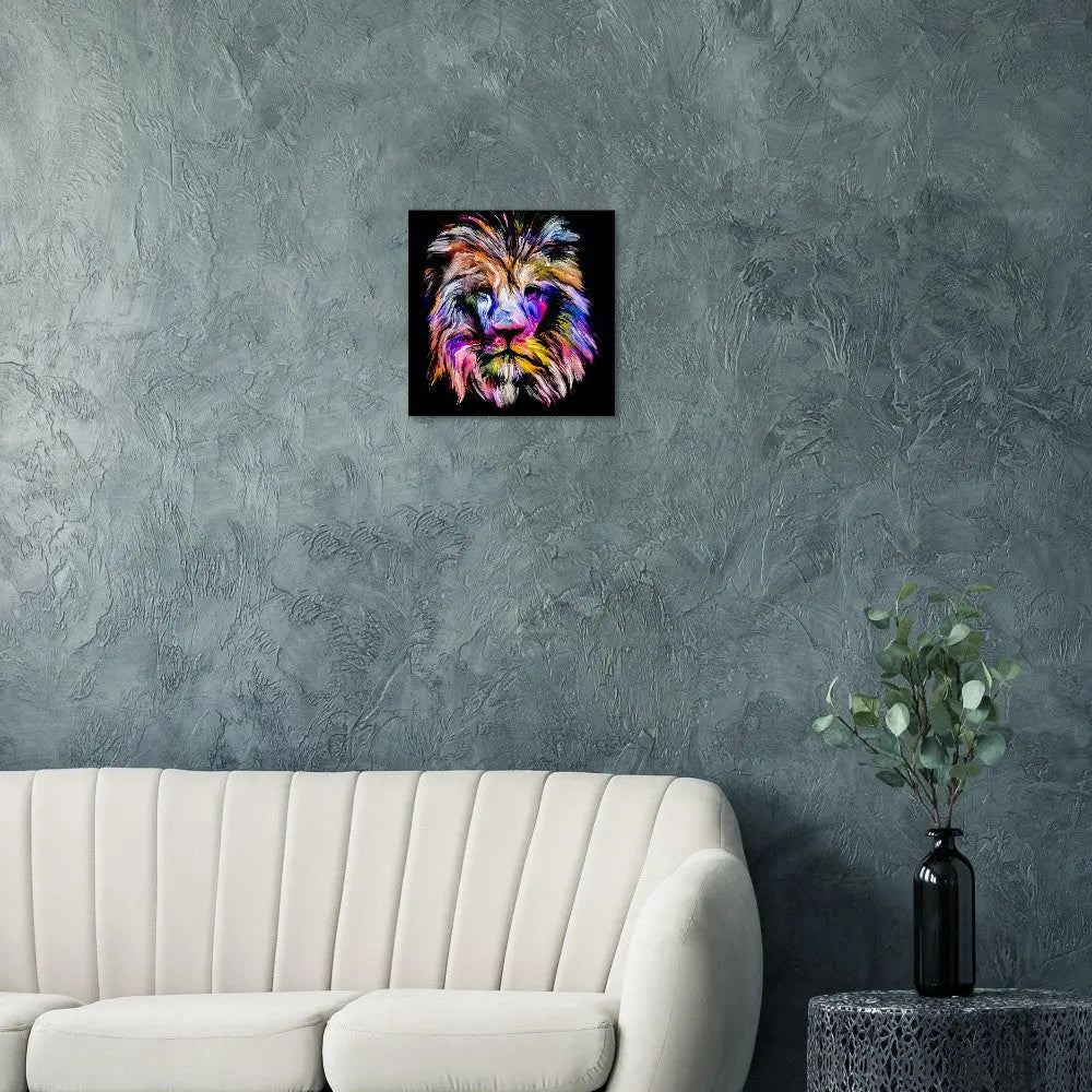 Colourful Lion Canvas Wall Art, Vibrant Animal Artwork, Thick Frame Modern Decor for Home or Office - Hustle and Soul