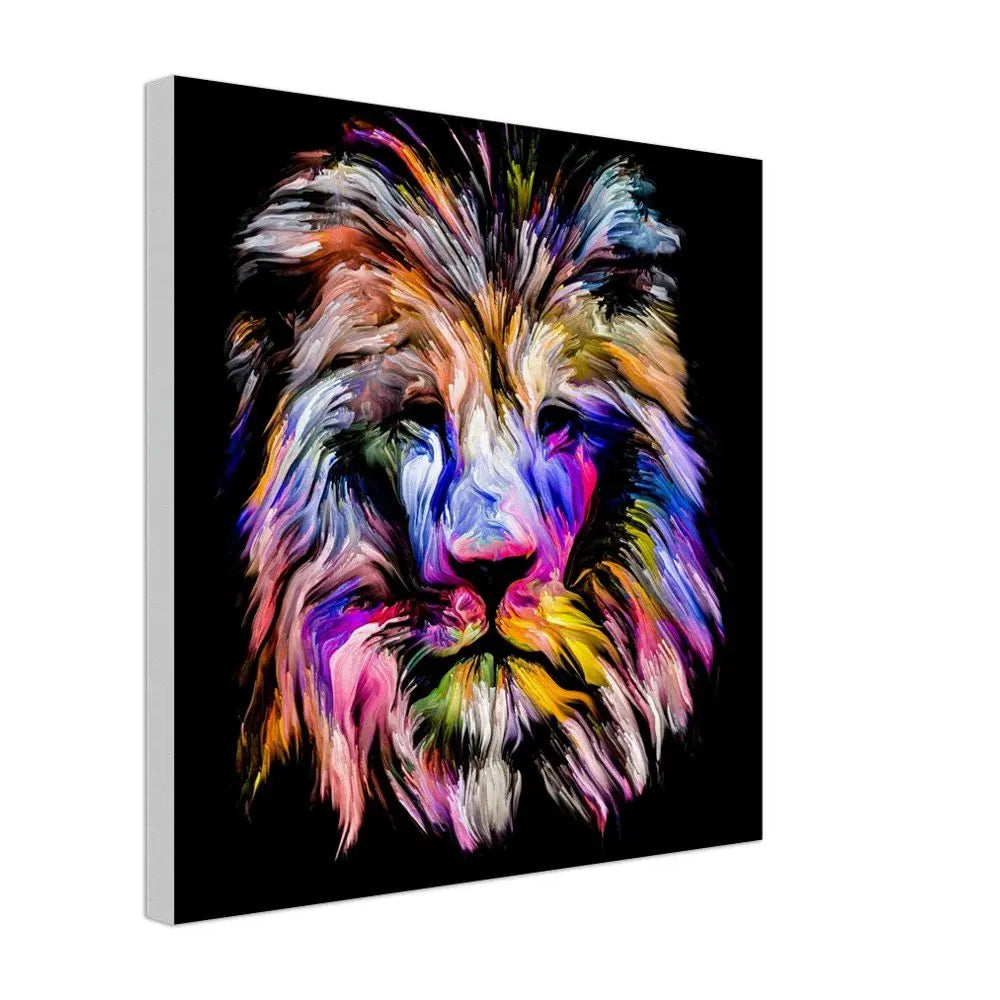 Colourful Lion Canvas Wall Art, Vibrant Animal Artwork, Thick Frame Modern Decor for Home or Office - Hustle and Soul