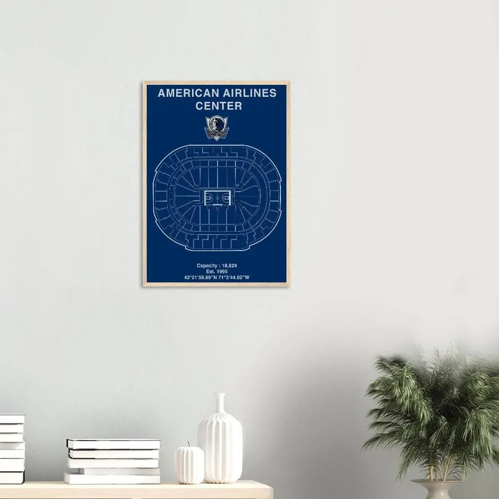 Dallas Mavericks Poster, American Airlines Center Matte Paper Wooden Framed Poster, Ready - to - Hang NBA Wall Art - Hustle and Soul