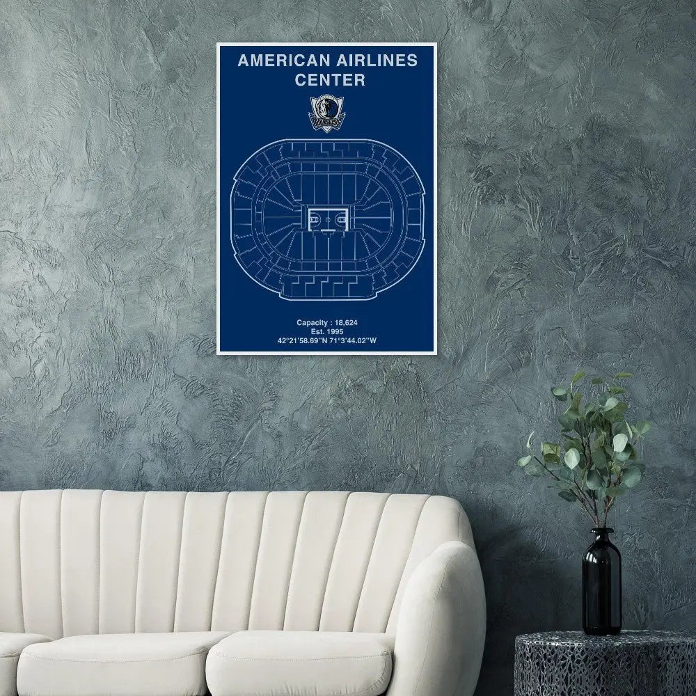 Dallas Mavericks Poster, American Airlines Center Matte Paper Wooden Framed Poster, Ready - to - Hang NBA Wall Art - Hustle and Soul