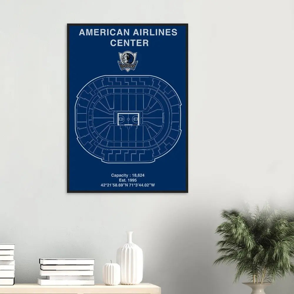 Dallas Mavericks Poster, American Airlines Center Matte Paper Wooden Framed Poster, Ready - to - Hang NBA Wall Art - Hustle and Soul