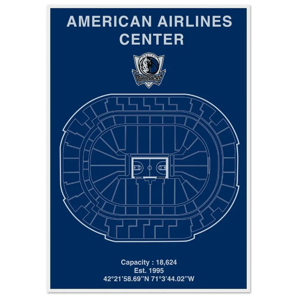 Dallas Mavericks Poster, American Airlines Center Matte Paper Wooden Framed Poster, Ready - to - Hang NBA Wall Art - Hustle and Soul