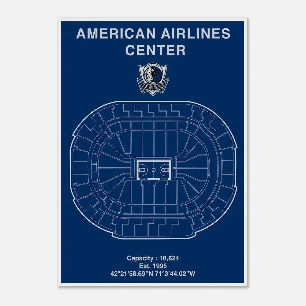 Dallas Mavericks Poster, American Airlines Center Matte Paper Wooden Framed Poster, Ready - to - Hang NBA Wall Art - Hustle and Soul
