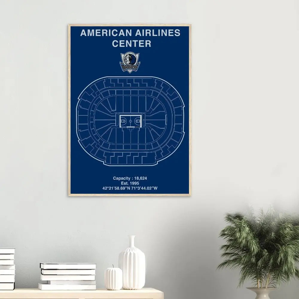 Dallas Mavericks Poster, American Airlines Center Matte Paper Wooden Framed Poster, Ready - to - Hang NBA Wall Art - Hustle and Soul