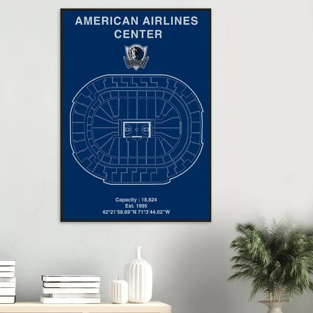 Dallas Mavericks Poster, American Airlines Center Matte Paper Wooden Framed Poster, Ready - to - Hang NBA Wall Art - Hustle and Soul