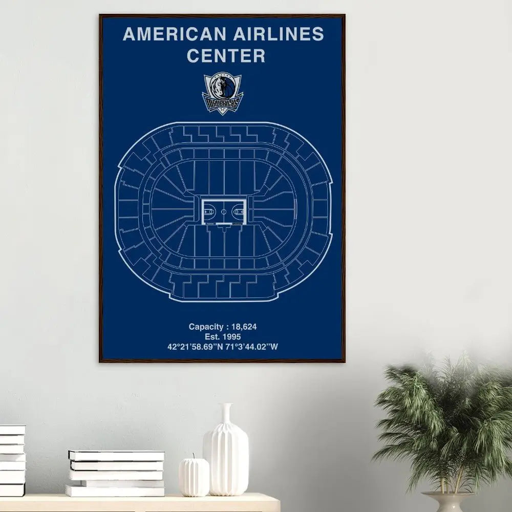 Dallas Mavericks Poster, American Airlines Center Matte Paper Wooden Framed Poster, Ready - to - Hang NBA Wall Art - Hustle and Soul