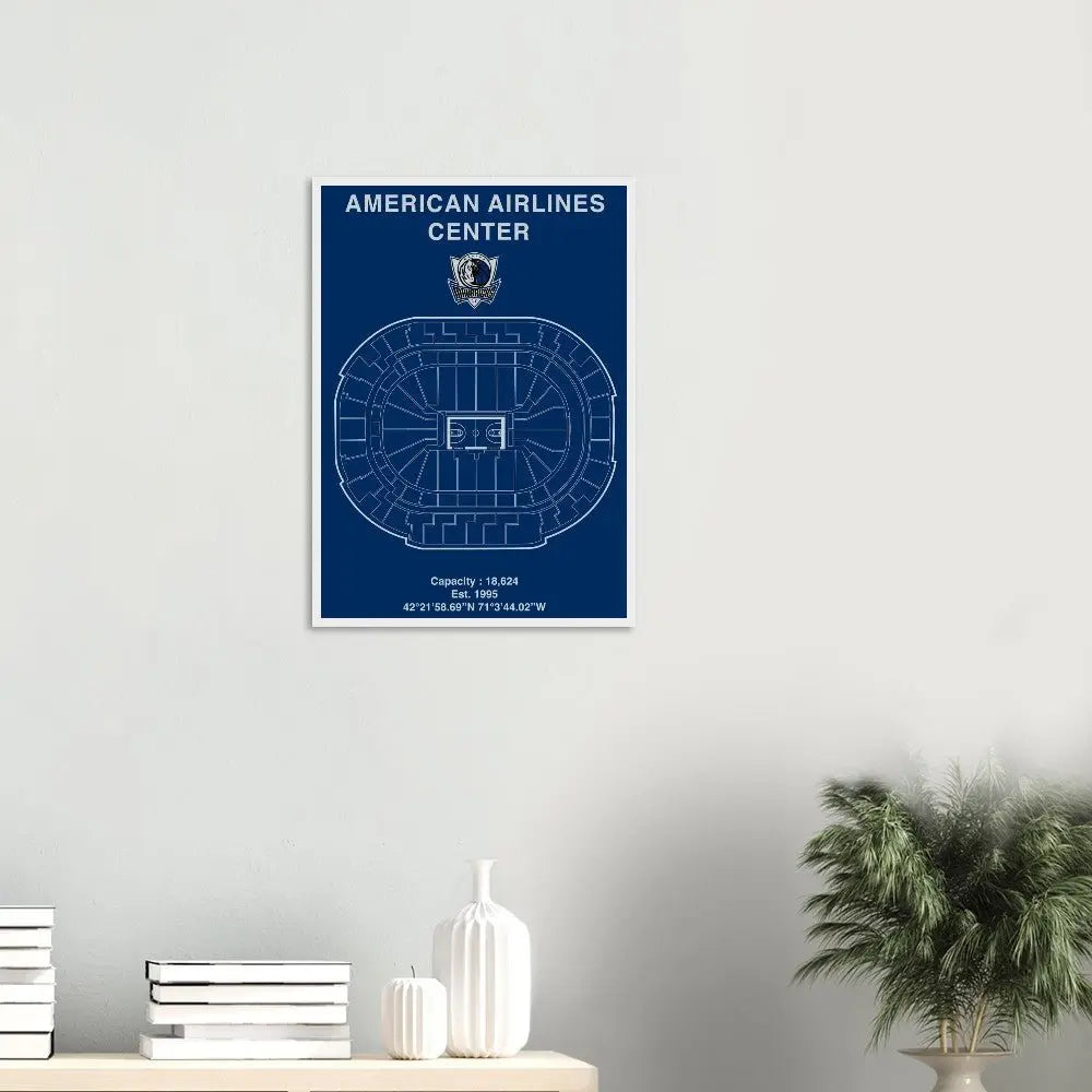 Dallas Mavericks Poster, American Airlines Center Matte Paper Wooden Framed Poster, Ready - to - Hang NBA Wall Art - Hustle and Soul