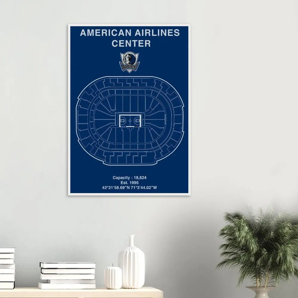Dallas Mavericks Poster, American Airlines Center Matte Paper Wooden Framed Poster, Ready - to - Hang NBA Wall Art - Hustle and Soul