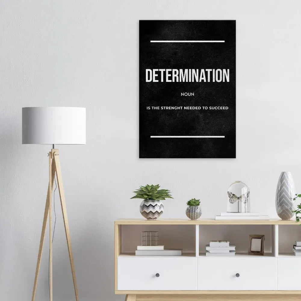 Determination Motivational Canvas Wall Art, Inspirational Quote Decor, Thick Frame Artwork for Home or Office - Hustle and Soul