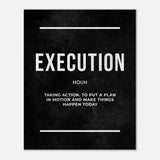 Execution Motivational Canvas Wall Art, Inspirational Quote Decor, Modern Wall Art for Home or Office - Hustle and Soul