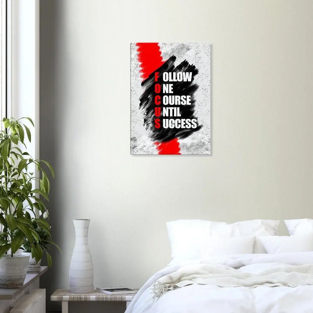 Focus Motivational Canvas Wall Art, Inspirational Quote Decor, Acronym Art: Follow One Course Until Success - Hustle and Soul