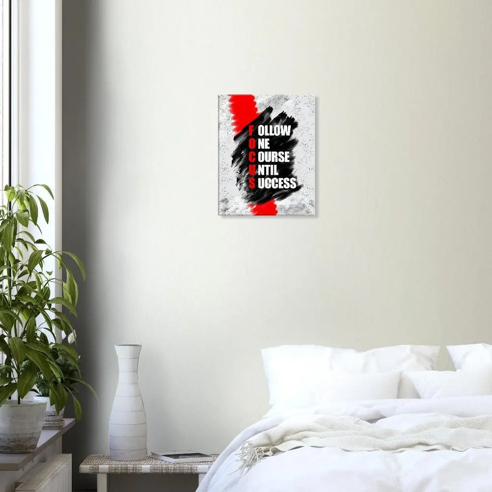 Focus Motivational Canvas Wall Art, Inspirational Quote Decor, Acronym Art: Follow One Course Until Success - Hustle and Soul