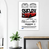 Ford Mustang GT500 Shelby Classic Matte Paper Wooden Framed Poster, Muscle Car Wall Art - Hustle and Soul