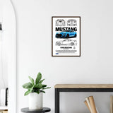 Ford Mustang GT500 Shelby Classic Matte Paper Wooden Framed Poster, Muscle Car Wall Art - Hustle and Soul