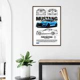 Ford Mustang GT500 Shelby Classic Matte Paper Wooden Framed Poster, Muscle Car Wall Art - Hustle and Soul