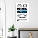 Ford Mustang GT500 Shelby Classic Matte Paper Wooden Framed Poster, Muscle Car Wall Art - Hustle and Soul
