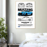 Ford Mustang GT500 Shelby Classic Matte Paper Wooden Framed Poster, Muscle Car Wall Art - Hustle and Soul