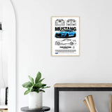 Ford Mustang GT500 Shelby Classic Matte Paper Wooden Framed Poster, Muscle Car Wall Art - Hustle and Soul