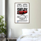 Ford Mustang GT500 Shelby Classic Matte Paper Wooden Framed Poster, Muscle Car Wall Art - Hustle and Soul