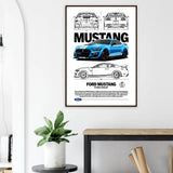 Ford Mustang GT500 Shelby Classic Matte Paper Wooden Framed Poster, Muscle Car Wall Art - Hustle and Soul