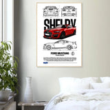 Ford Mustang GT500 Shelby Classic Matte Paper Wooden Framed Poster, Muscle Car Wall Art - Hustle and Soul