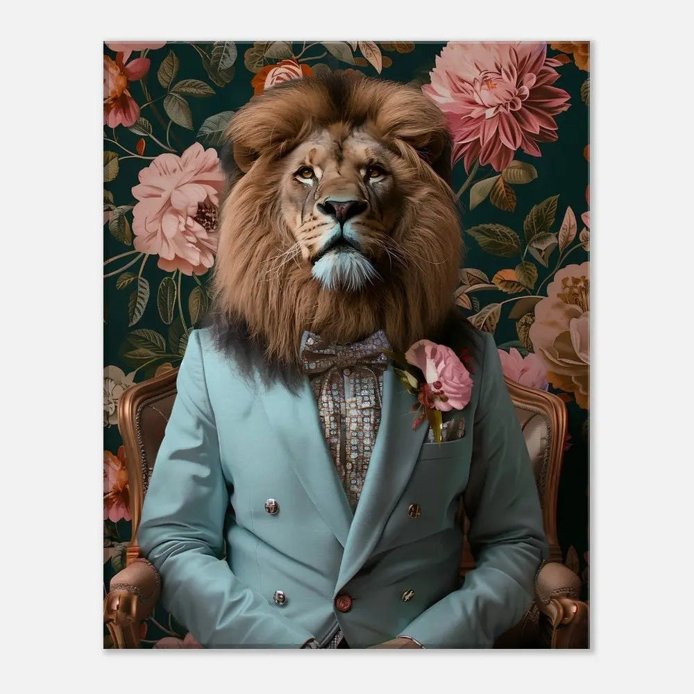 Funky Lion Canvas Print, Animal in a Suit Wall Art, Dopamine Aesthetic Portrait, Trendy Eclectic Lion Art - Hustle and Soul