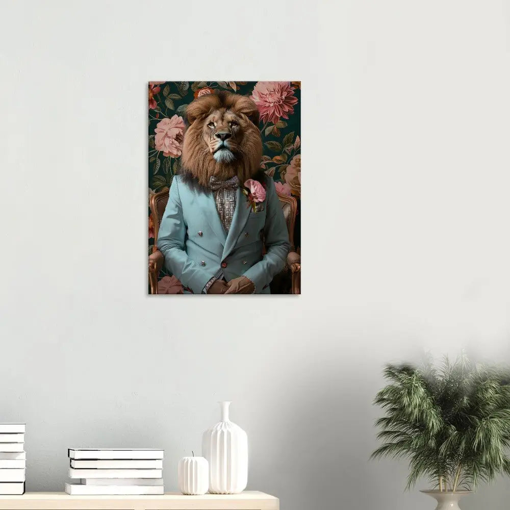 Funky Lion Canvas Print, Animal in a Suit Wall Art, Dopamine Aesthetic Portrait, Trendy Eclectic Lion Art - Hustle and Soul