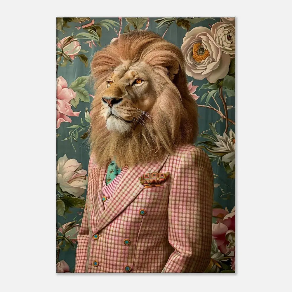 Funky Lion Canvas Print, Animal in a Suit Wall Art, Dopamine Aesthetic Portrait, Trendy Eclectic Lion Art - Hustle and Soul