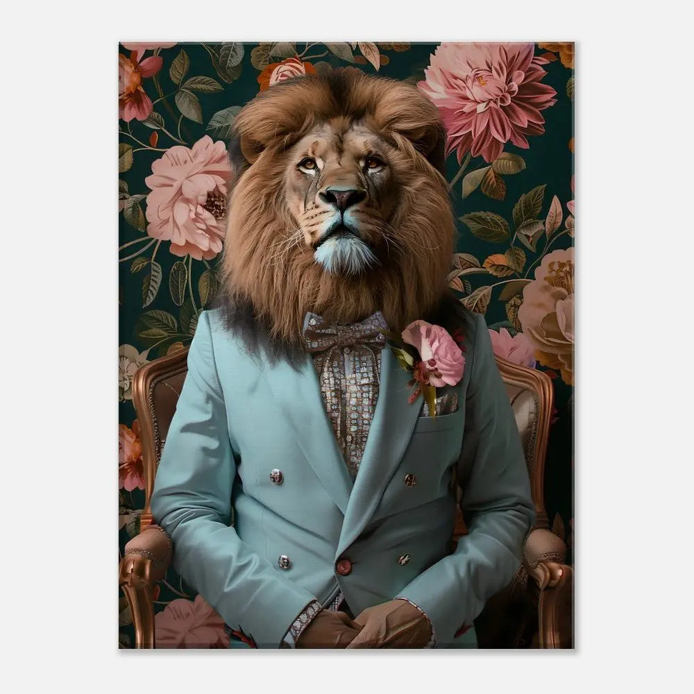 Funky Lion Canvas Print, Animal in a Suit Wall Art, Dopamine Aesthetic Portrait, Trendy Eclectic Lion Art - Hustle and Soul