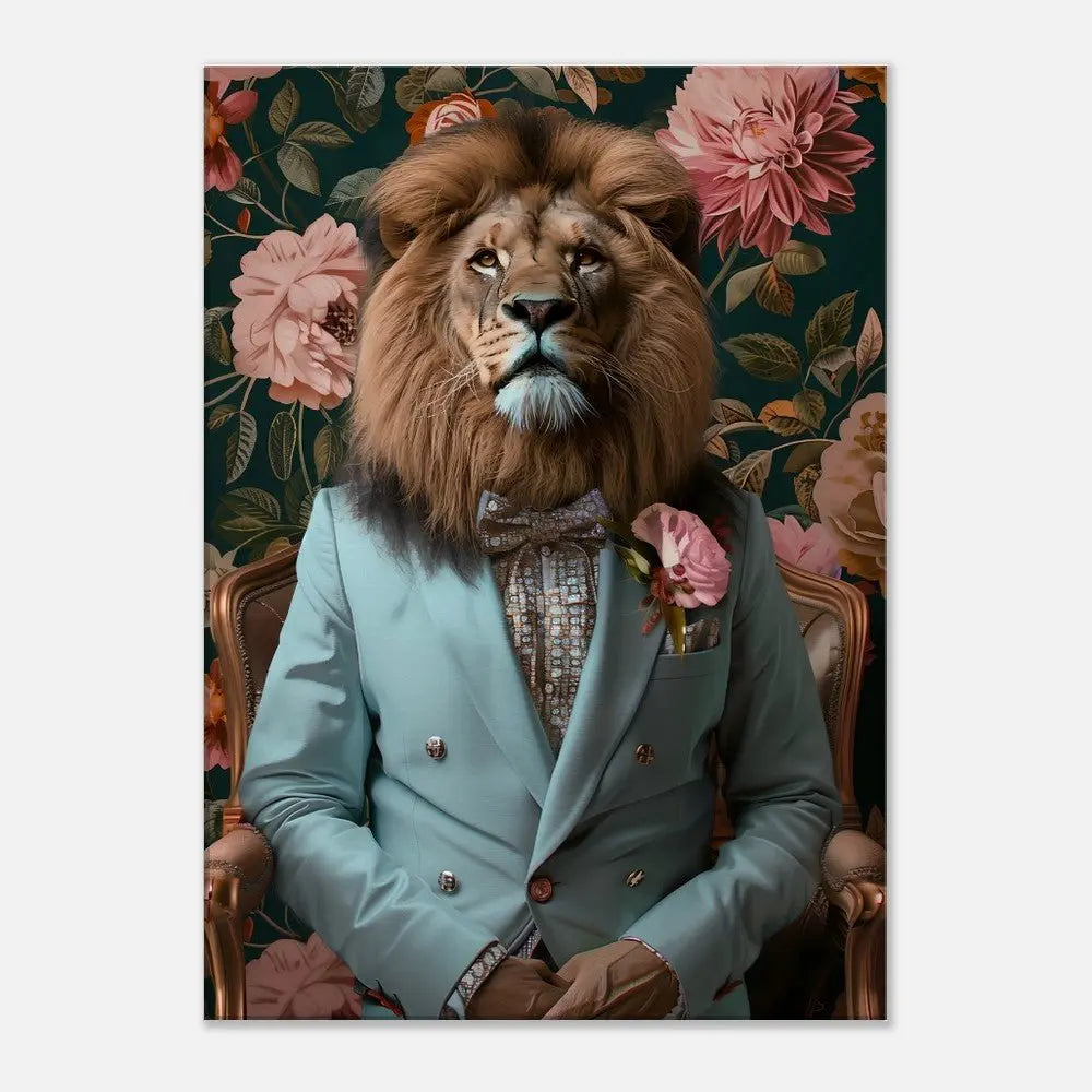 Funky Lion Canvas Print, Animal in a Suit Wall Art, Dopamine Aesthetic Portrait, Trendy Eclectic Lion Art - Hustle and Soul