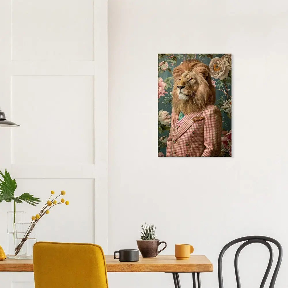 Funky Lion Canvas Print, Animal in a Suit Wall Art, Dopamine Aesthetic Portrait, Trendy Eclectic Lion Art - Hustle and Soul