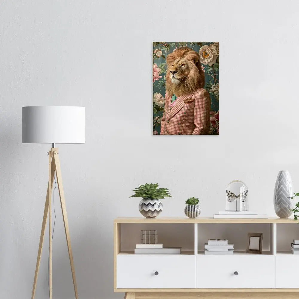 Funky Lion Canvas Print, Animal in a Suit Wall Art, Dopamine Aesthetic Portrait, Trendy Eclectic Lion Art - Hustle and Soul