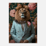 Funky Lion Canvas Print, Animal in a Suit Wall Art, Dopamine Aesthetic Portrait, Trendy Eclectic Lion Art - Hustle and Soul