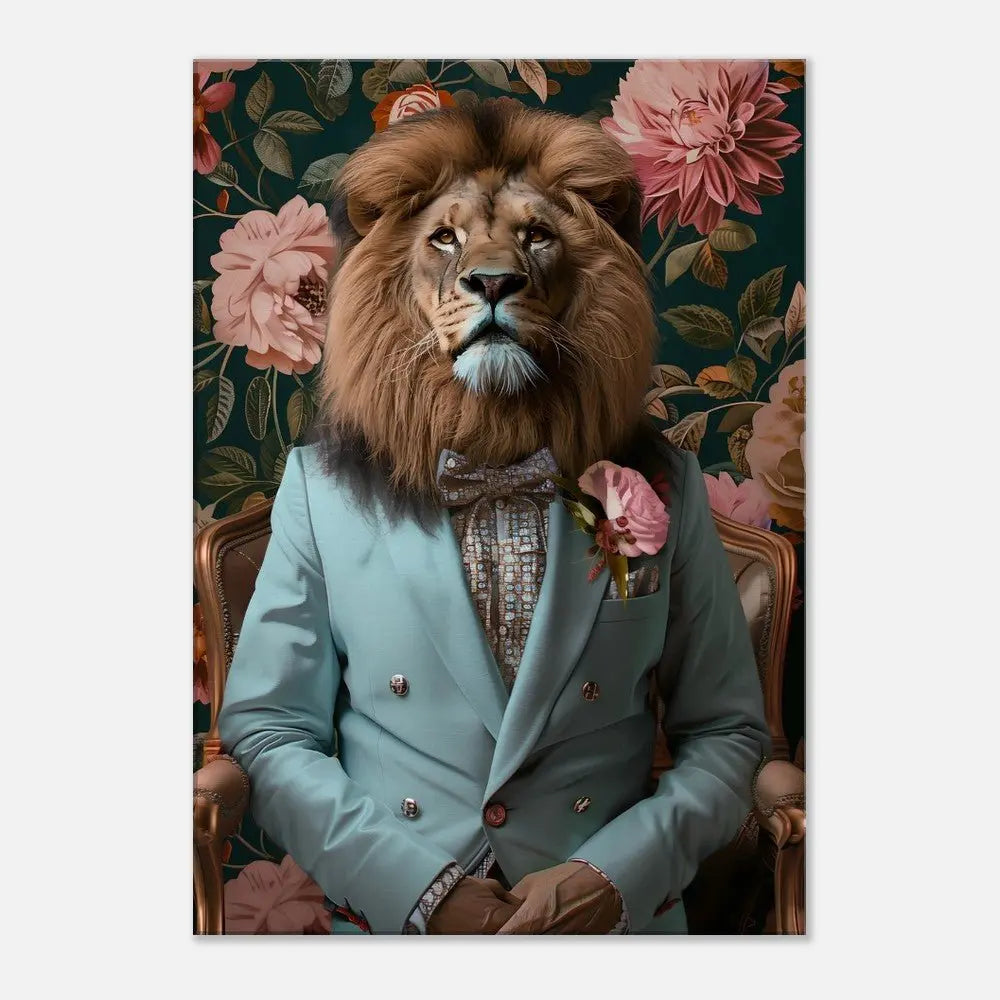 Funky Lion Canvas Print, Animal in a Suit Wall Art, Dopamine Aesthetic Portrait, Trendy Eclectic Lion Art - Hustle and Soul