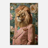 Funky Lion Canvas Print, Animal in a Suit Wall Art, Dopamine Aesthetic Portrait, Trendy Eclectic Lion Art - Hustle and Soul