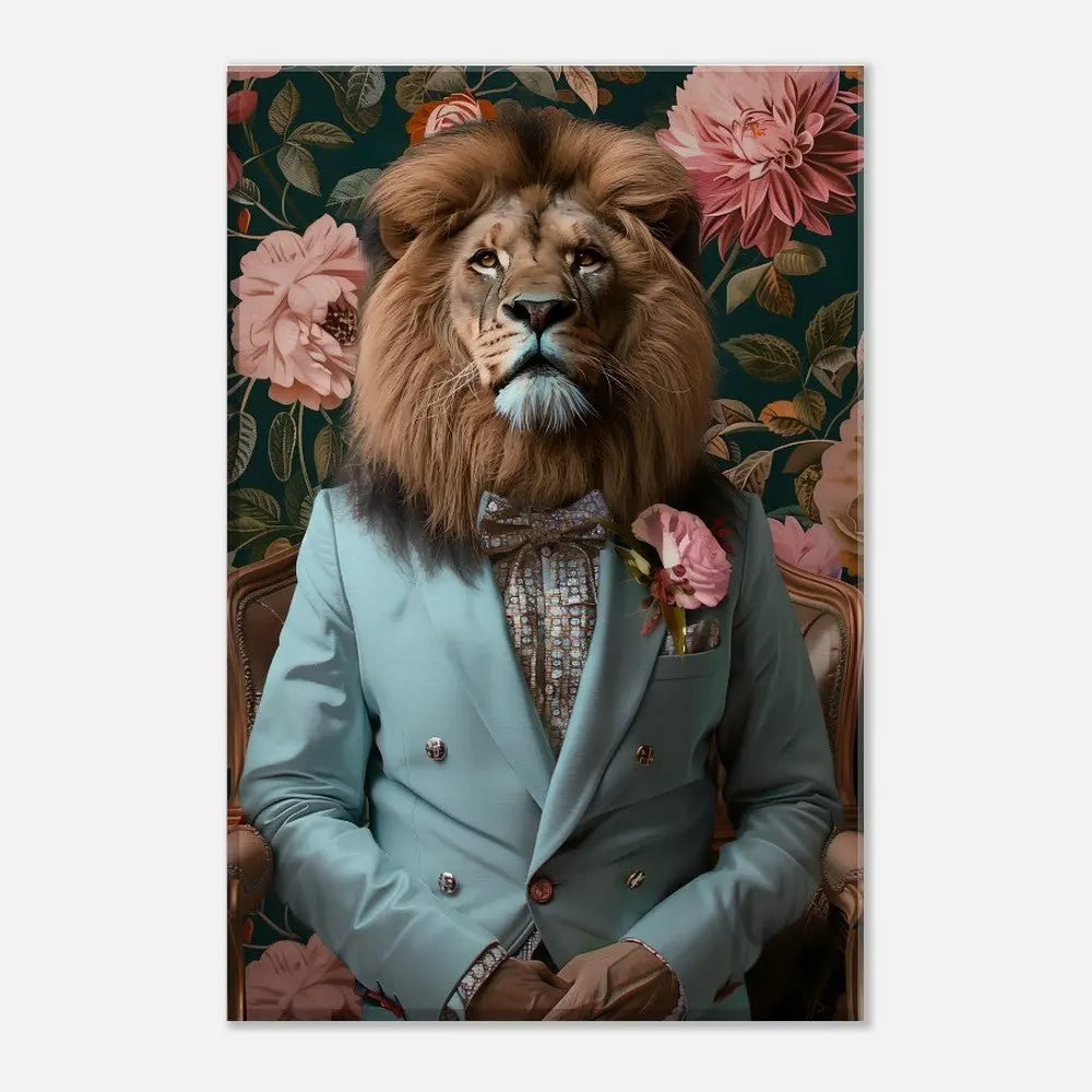 Funky Lion Canvas Print, Animal in a Suit Wall Art, Dopamine Aesthetic Portrait, Trendy Eclectic Lion Art - Hustle and Soul