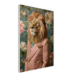 Funky Lion Canvas Print, Animal in a Suit Wall Art, Dopamine Aesthetic Portrait, Trendy Eclectic Lion Art - Hustle and Soul